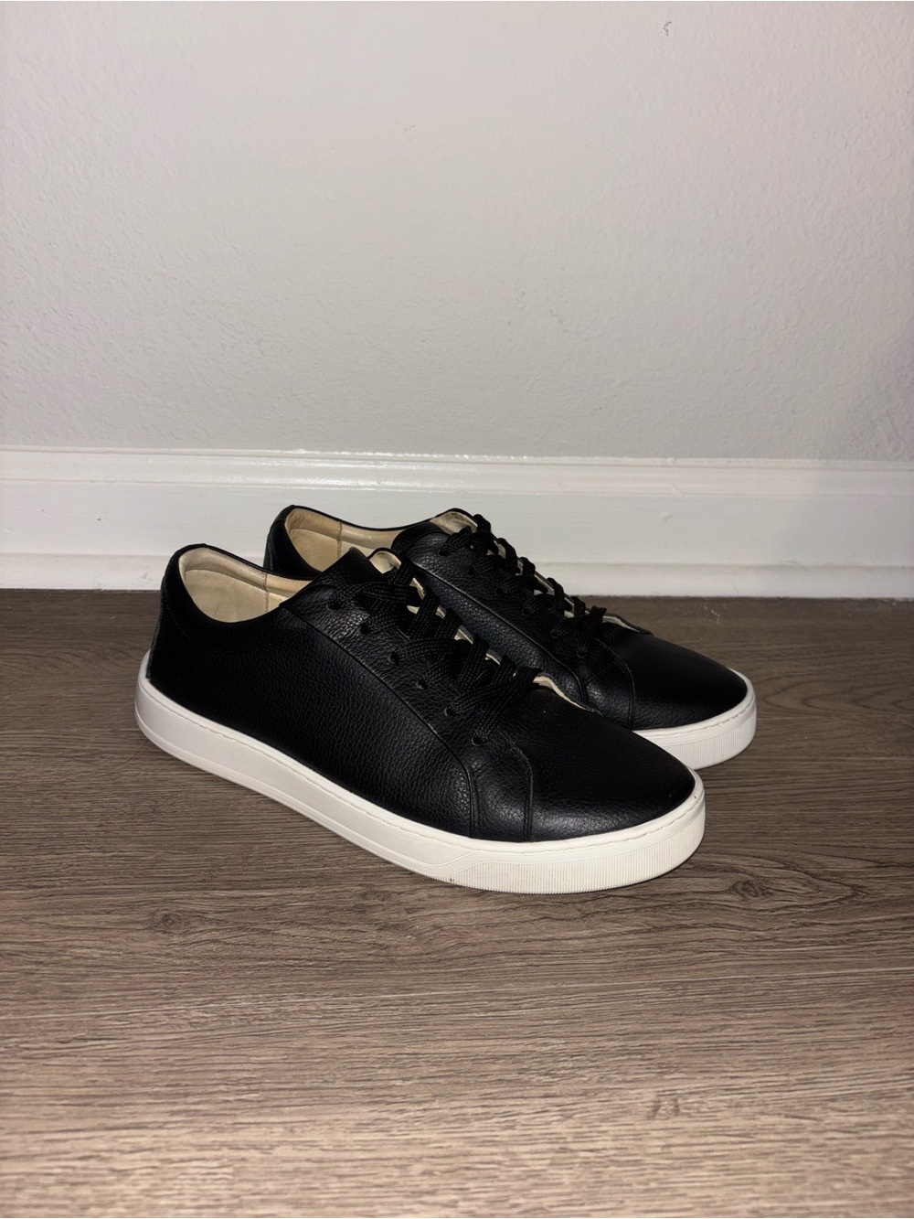 Mercanti Fiorentini Black Leather Sneakers with White Sole
